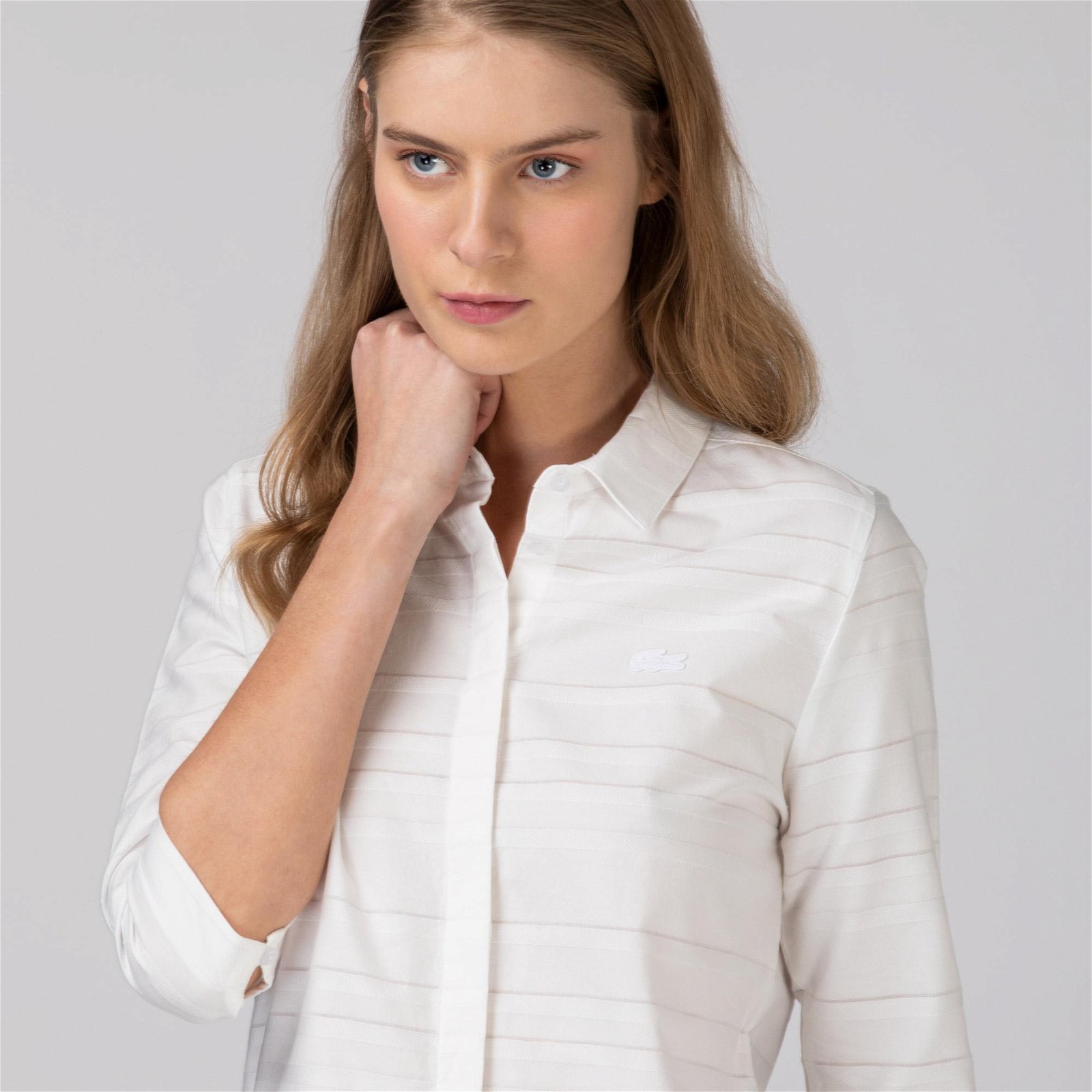 Lacoste dámská tkaná košile s dlouhými rukávy