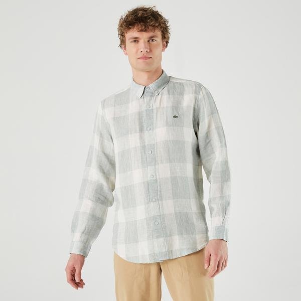 Lacoste pánská tkaná košile s dlouhými rukávy