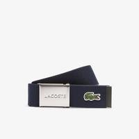 Lacoste Made in France pánský tkaný pásek s gravírovanou přezkou166