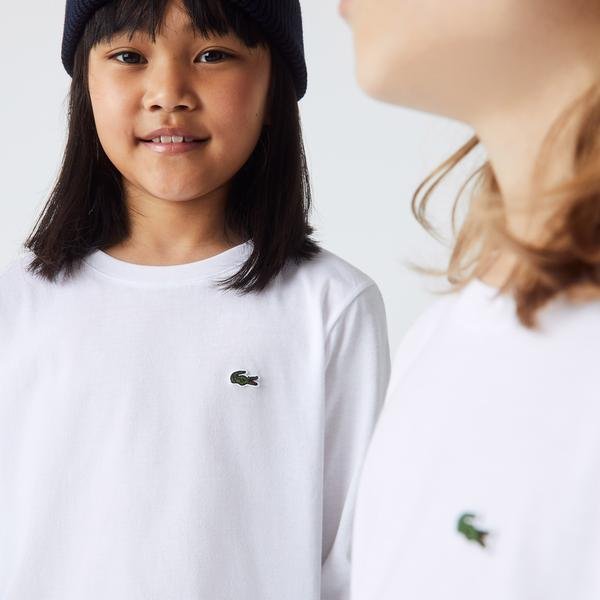 Lacoste dětské tričko z pleteniny s přiléhavým oválným výstřihem