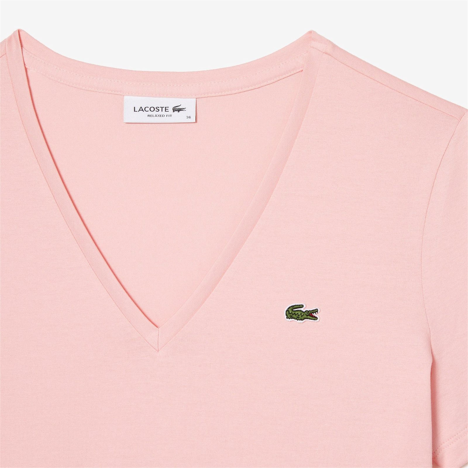 Lacoste dámské bavlněné tričko volného střihu s výstřihem do V