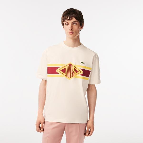Lacoste pánské tričko s kulatým výstřihem a volným střihem s potiskem