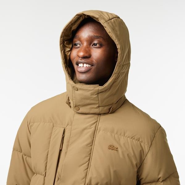 Lacoste midi péřová bunda s odnímatelnou kapucí